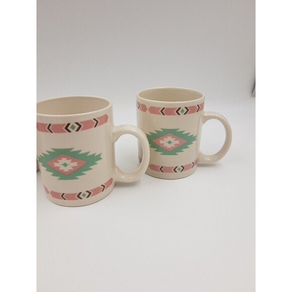 4 Meiwa Table Art Multi Color Aztec Cup Table Art Multicolor Southwest Tribal - Picture 4 of 10